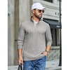 image:imageCOOFANDY Mens TShirt Quarter Button Pullover Casual Long Sleeve SweatshirtLight Grey
