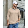 image:imageCOOFANDY Mens TShirt Quarter Button Pullover Casual Long Sleeve SweatshirtLight Khaki