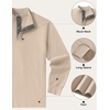 image:imageCOOFANDY Mens TShirt Quarter Button Pullover Casual Long Sleeve SweatshirtLight Khaki