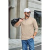 image:imageCOOFANDY Mens TShirt Quarter Button Pullover Casual Long Sleeve SweatshirtLight Khaki