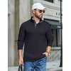 image:imageCOOFANDY Mens TShirt Quarter Button Pullover Casual Long Sleeve SweatshirtNavy Blue