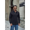 image:imageCOOFANDY Mens TShirt Quarter Button Pullover Casual Long Sleeve SweatshirtNavy Blue