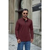 image:imageCOOFANDY Mens TShirt Quarter Button Pullover Casual Long Sleeve SweatshirtWine Red