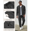 image:imageCOOFANDY Mens Tracksuit 2 Piece Jogging Sweatsuit Casual Cargo Pants OutfitDark Grey