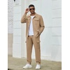 image:imageCOOFANDY Mens Tracksuit 2 Piece Jogging Sweatsuit Casual Cargo Pants OutfitKhaki
