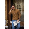image:imageCOOFANDY Mens Turtleneck Sweater Casual Knitted Pullover SweaterLight Brown