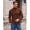 image:imageCOOFANDY Mens Turtleneck Sweaters Slim Fit Casual Dress Knitted Turtle NeckBrown