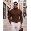 image:imageCOOFANDY Mens Turtleneck Sweaters Slim Fit Casual Dress Knitted Turtle NeckBrown