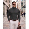image:imageCOOFANDY Mens Turtleneck Sweaters Slim Fit Casual Dress Knitted Turtle NeckDark Grey