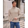 image:imageCOOFANDY Mens Turtleneck Sweaters Slim Fit Casual Dress Knitted Turtle NeckKhaki