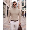 image:imageCOOFANDY Mens Turtleneck Sweaters Slim Fit Casual Dress Knitted Turtle NeckKhaki