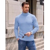image:imageCOOFANDY Mens Turtleneck Sweaters Slim Fit Casual Dress Knitted Turtle NeckLight Blue