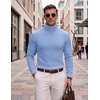 image:imageCOOFANDY Mens Turtleneck Sweaters Slim Fit Casual Dress Knitted Turtle NeckLight Blue