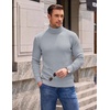 image:imageCOOFANDY Mens Turtleneck Sweaters Slim Fit Casual Dress Knitted Turtle NeckLight Grey