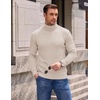 image:imageCOOFANDY Mens Turtleneck Sweaters Slim Fit Casual Dress Knitted Turtle NeckLight Khaki
