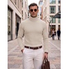 image:imageCOOFANDY Mens Turtleneck Sweaters Slim Fit Casual Dress Knitted Turtle NeckLight Khaki