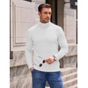 image:imageCOOFANDY Mens Turtleneck Sweaters Slim Fit Casual Dress Knitted Turtle NeckPure White