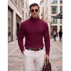 image:imageCOOFANDY Mens Turtleneck Sweaters Slim Fit Casual Dress Knitted Turtle NeckWine Red
