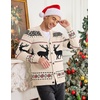 image:imageCOOFANDY Mens Ugly Christmas Sweater Knitted Christmas Cardigan SweaterBeigechristmas Reindeer