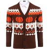 image:imageCOOFANDY Mens Ugly Christmas Sweater Knitted Christmas Cardigan SweaterBlack Halloween Pumpkins