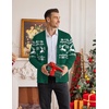 image:imageCOOFANDY Mens Ugly Christmas Sweater Knitted Christmas Cardigan SweaterGreen Reindeersnowflake