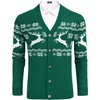 image:imageCOOFANDY Mens Ugly Christmas Sweater Knitted Christmas Cardigan SweaterGreen Reindeersnowflake