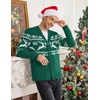 image:imageCOOFANDY Mens Ugly Christmas Sweater Knitted Christmas Cardigan SweaterGreen Reindeersnowflake