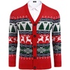 image:imageCOOFANDY Mens Ugly Christmas Sweater Knitted Christmas Cardigan SweaterRed Green and White Reindeersnowflake