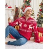 image:imageCOOFANDY Mens Ugly Christmas Sweater Quarter Zip Holiday Xmas Knit PulloverAsnowflake Reindeer Deep Red