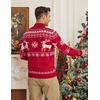 image:imageCOOFANDY Mens Ugly Christmas Sweater Quarter Zip Holiday Xmas Knit PulloverAsnowflake Reindeer Deep Red