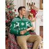 image:imageCOOFANDY Mens Ugly Christmas Sweater Quarter Zip Holiday Xmas Knit PulloverAsnowflake Reindeer Green