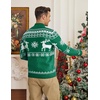 image:imageCOOFANDY Mens Ugly Christmas Sweater Quarter Zip Holiday Xmas Knit PulloverAsnowflake Reindeer Green