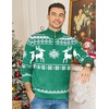 image:imageCOOFANDY Mens Ugly Christmas Sweater Quarter Zip Holiday Xmas Knit PulloverAsnowflake Reindeer Green
