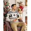 image:imageCOOFANDY Mens Ugly Christmas Sweater Quarter Zip Holiday Xmas Knit PulloverAsnowflake Reindeer Light Khaki