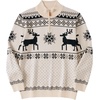 image:imageCOOFANDY Mens Ugly Christmas Sweater Quarter Zip Holiday Xmas Knit PulloverAsnowflake Reindeer Light Khaki