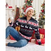 image:imageCOOFANDY Mens Ugly Christmas Sweater Quarter Zip Holiday Xmas Knit PulloverBsnowflake Deer Black