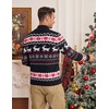 image:imageCOOFANDY Mens Ugly Christmas Sweater Quarter Zip Holiday Xmas Knit PulloverBsnowflake Deer Black