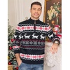 image:imageCOOFANDY Mens Ugly Christmas Sweater Quarter Zip Holiday Xmas Knit PulloverBsnowflake Deer Black
