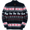 image:imageCOOFANDY Mens Ugly Christmas Sweater Quarter Zip Holiday Xmas Knit PulloverBsnowflake Deer Black
