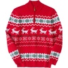 image:imageCOOFANDY Mens Ugly Christmas Sweater Quarter Zip Holiday Xmas Knit PulloverBsnowflake Deer Red