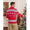 image:imageCOOFANDY Mens Ugly Christmas Sweater Quarter Zip Holiday Xmas Knit PulloverBsnowflake Deer Red