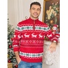 image:imageCOOFANDY Mens Ugly Christmas Sweater Quarter Zip Holiday Xmas Knit PulloverBsnowflake Deer Red