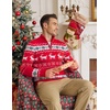 image:imageCOOFANDY Mens Ugly Christmas Sweater Quarter Zip Holiday Xmas Knit PulloverBsnowflake Deer Red