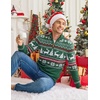image:imageCOOFANDY Mens Ugly Christmas Sweater Quarter Zip Holiday Xmas Knit PulloverCchristmas Tree Deer Forest Green
