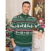image:imageCOOFANDY Mens Ugly Christmas Sweater Quarter Zip Holiday Xmas Knit PulloverCchristmas Tree Deer Forest Green