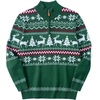 image:imageCOOFANDY Mens Ugly Christmas Sweater Quarter Zip Holiday Xmas Knit PulloverCchristmas Tree Deer Forest Green