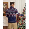 image:imageCOOFANDY Mens Ugly Christmas Sweater Quarter Zip Holiday Xmas Knit PulloverCchristmas Tree Deer Navy
