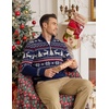 image:imageCOOFANDY Mens Ugly Christmas Sweater Quarter Zip Holiday Xmas Knit PulloverCchristmas Tree Deer Navy