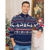 image:imageCOOFANDY Mens Ugly Christmas Sweater Quarter Zip Holiday Xmas Knit PulloverCchristmas Tree Deer Navy