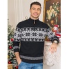 image:imageCOOFANDY Mens Ugly Christmas Sweater Quarter Zip Holiday Xmas Knit PulloverFair Isle Snowflake Black